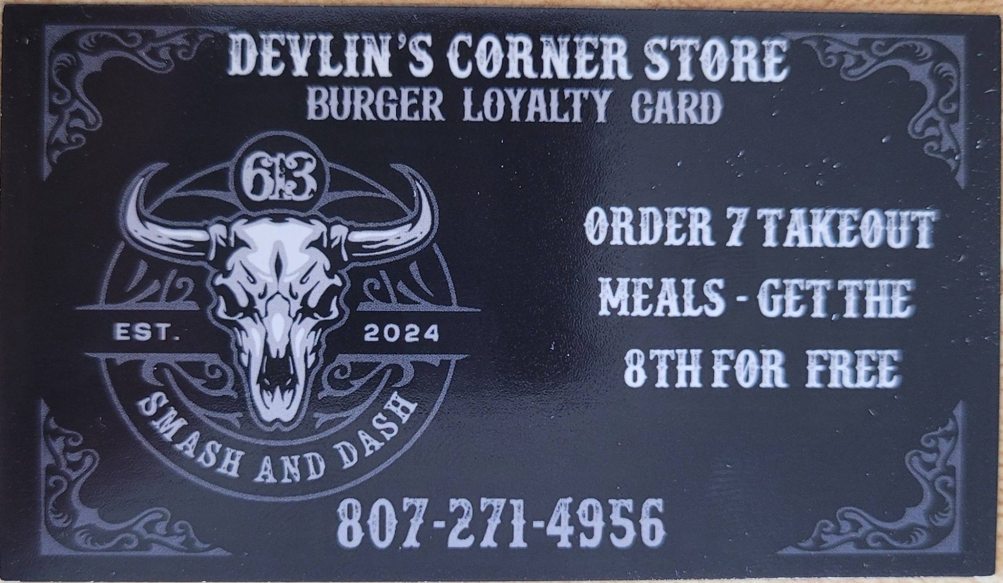 613 Smash and Dash Burger Loyalty Card
